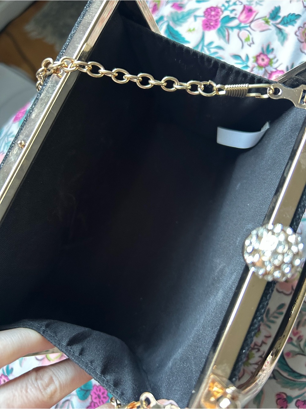 Elegant Black Glitter Top-Handle Evening Bag - Picture 4 of 4